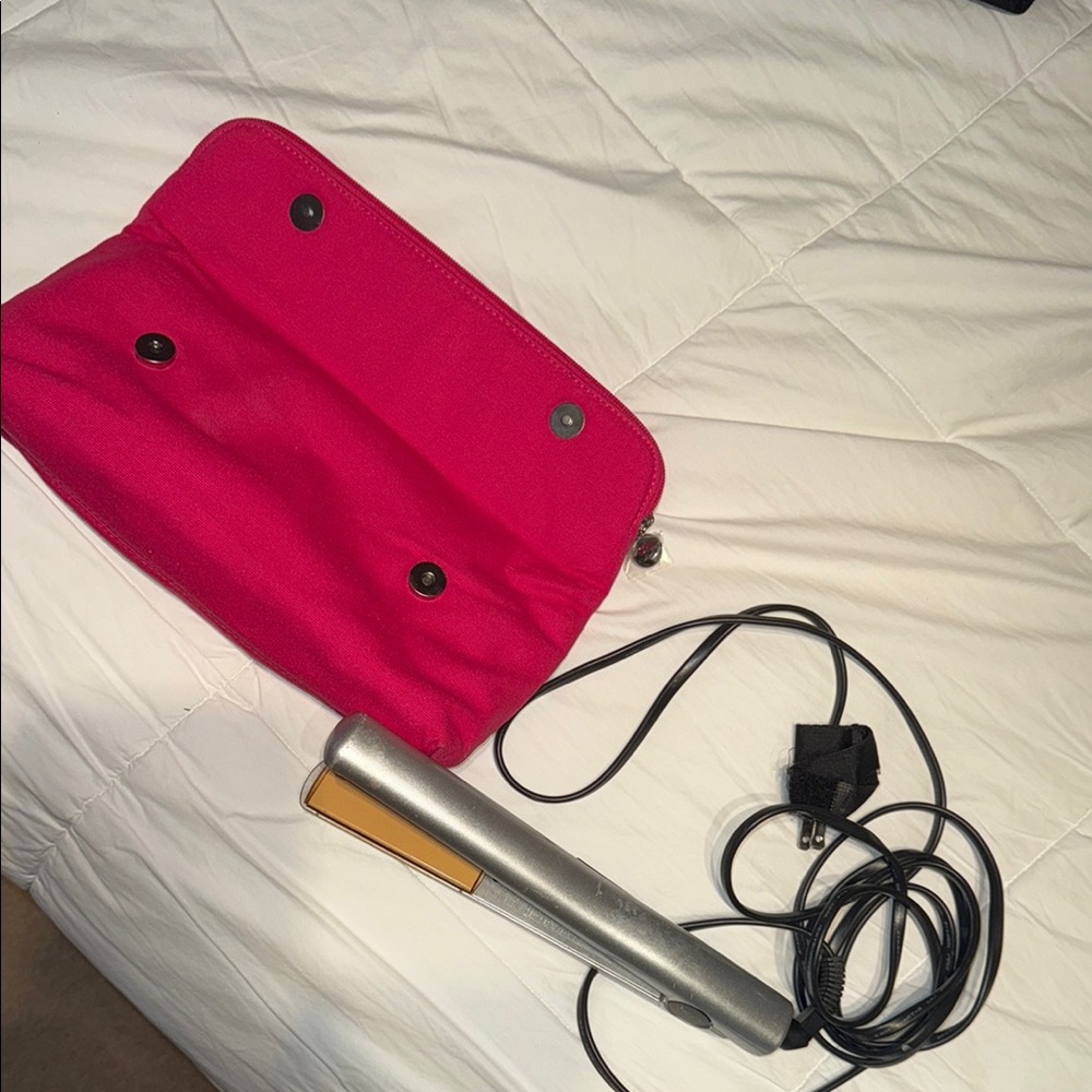 Silver CHI Hair Straightener with Pink Case